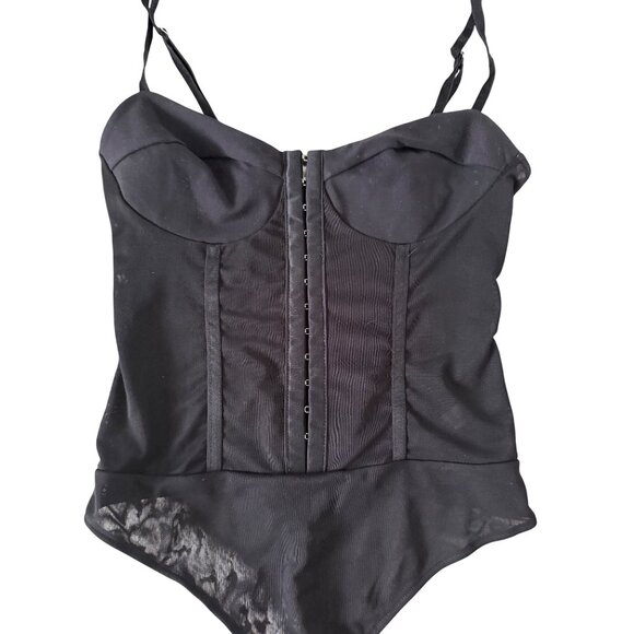 FREE PEOPLE Black Mesh Corseted Bodysuit Size XS - Picture 7 of 9